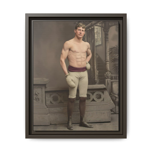 Historical boxing photograph featuring athlete in studio pose museum quality canvas print