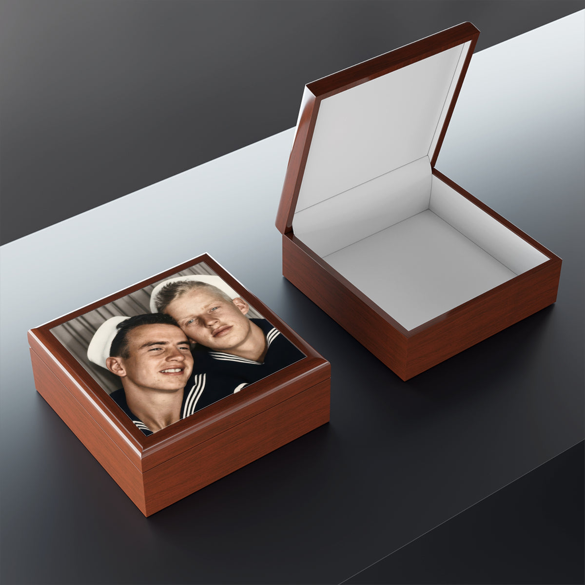 Paire 158 | Vintage Photobooth Series | Two Sailors, Heads Together  Keepsake Box