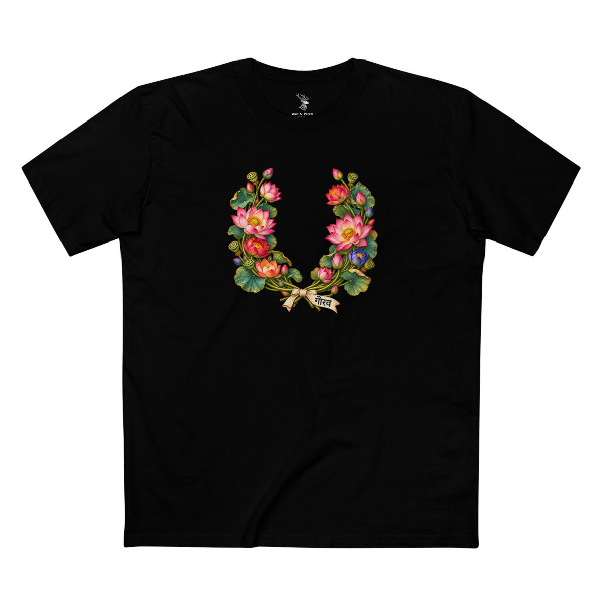 Gaurav Indian Lotus Pride T-Shirt — Rising With Dignity LGBTQ+ Laurel Wreath Tee