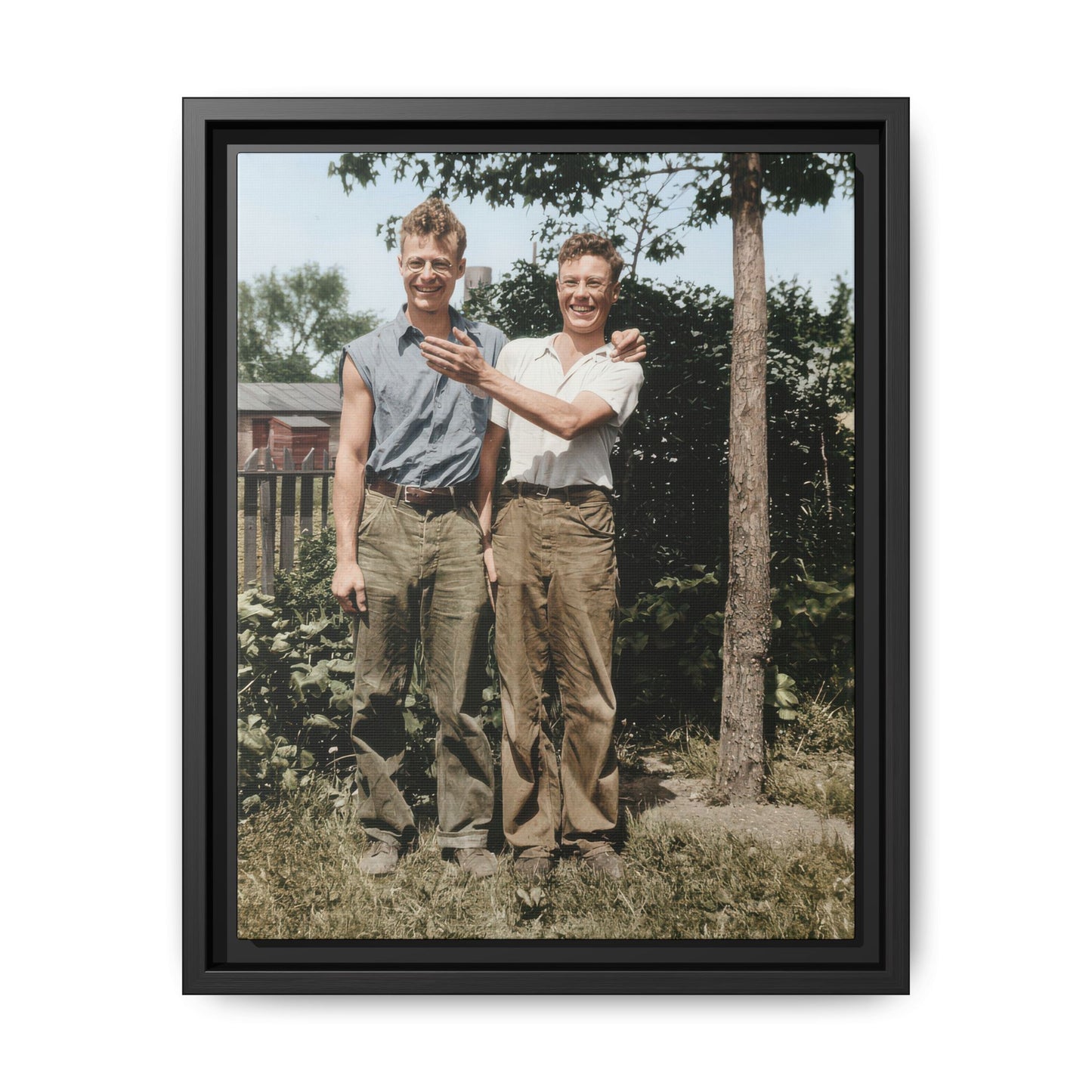 Early 20th century outdoor double portrait vintage photograph canvas wall art