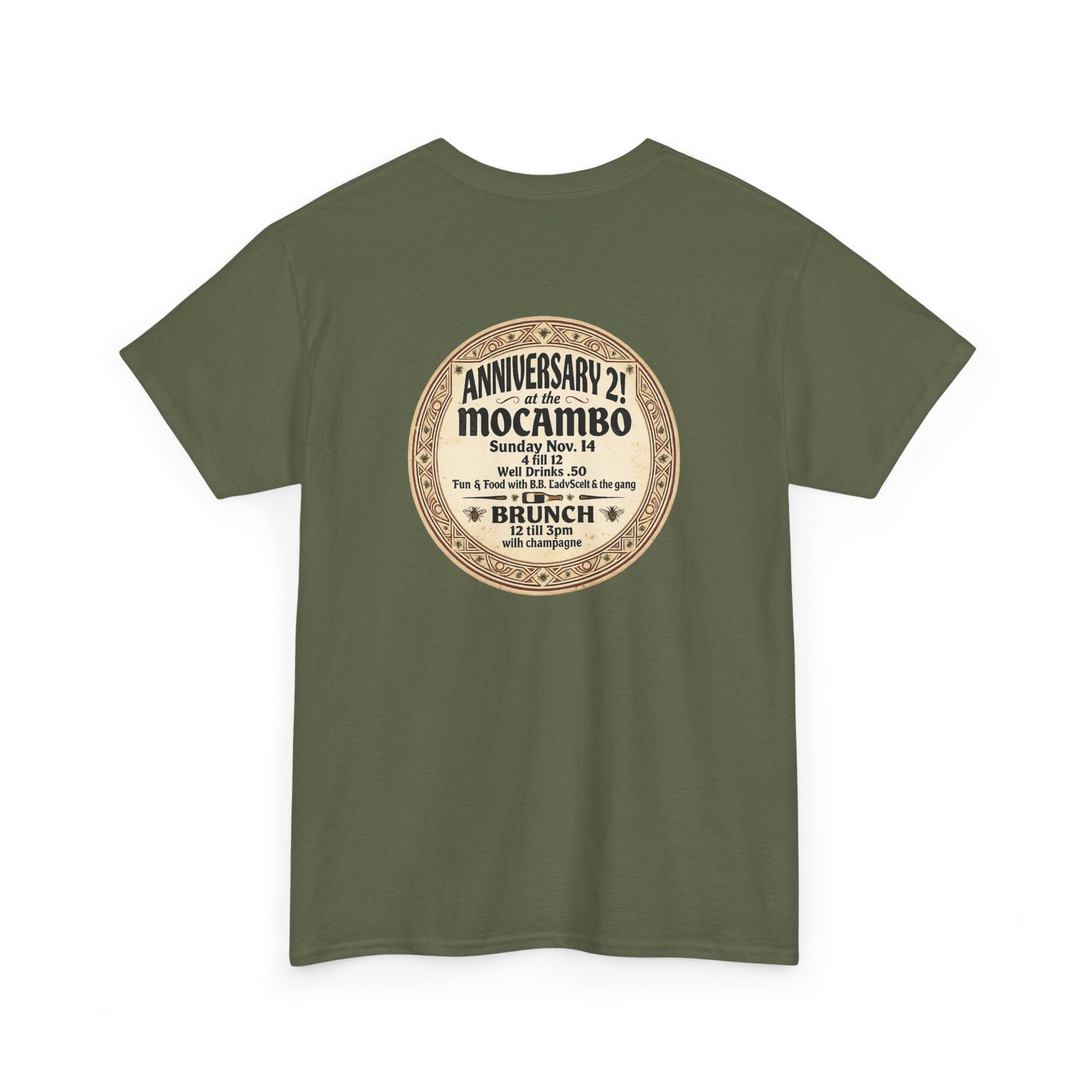 Mocambo anniversary invite back print historical artifact shirt 