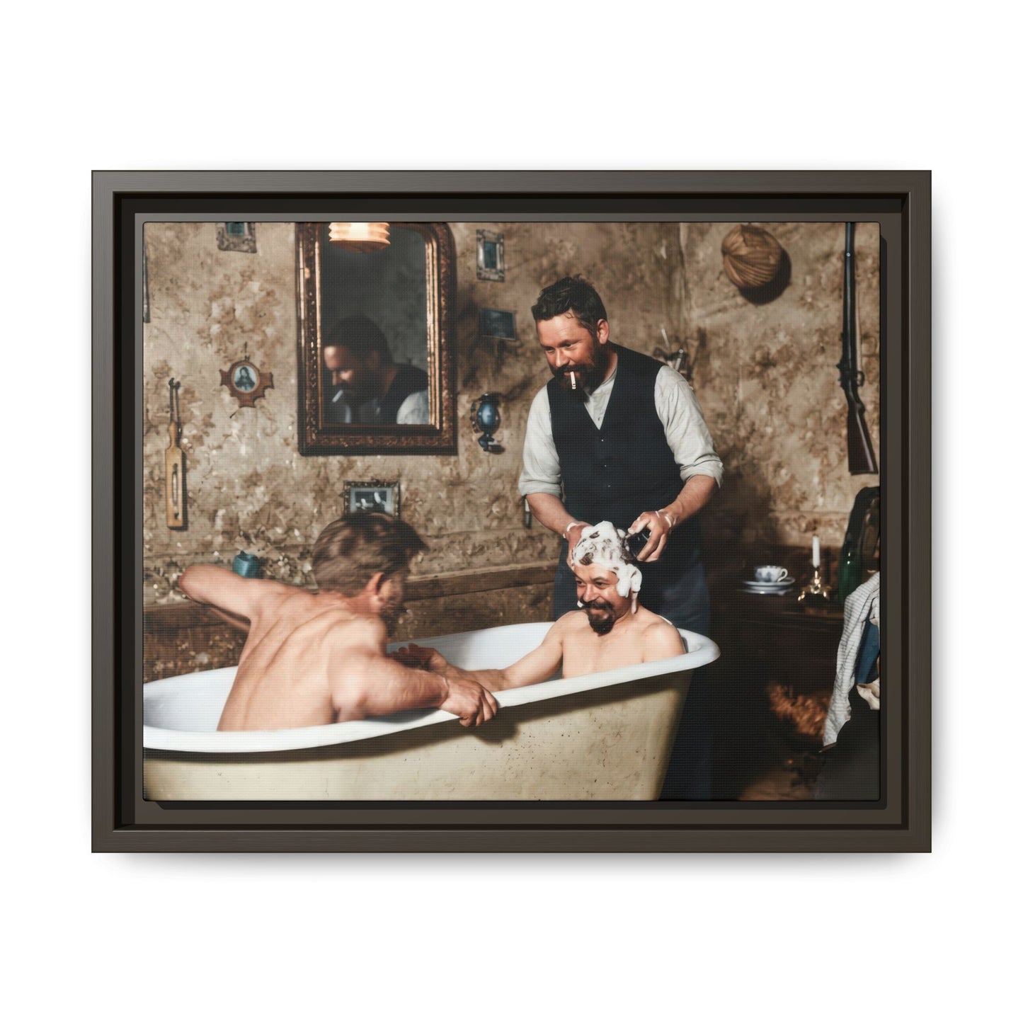 hommes 031 | Framed Vintage Photo - Matte Canvas