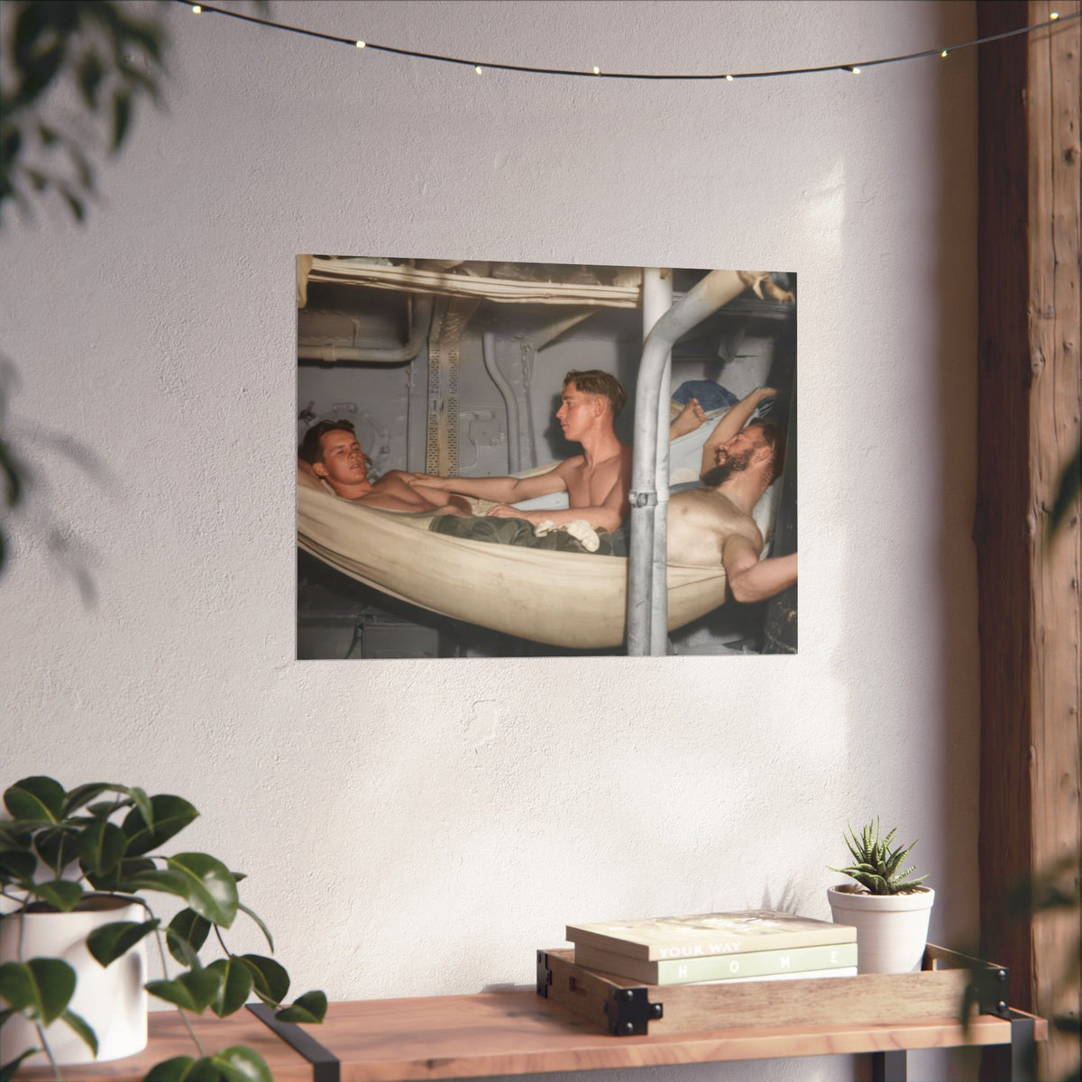 Hommes 004 | Men Resting in Shipboard Hammocks | Vintage Photography Poster