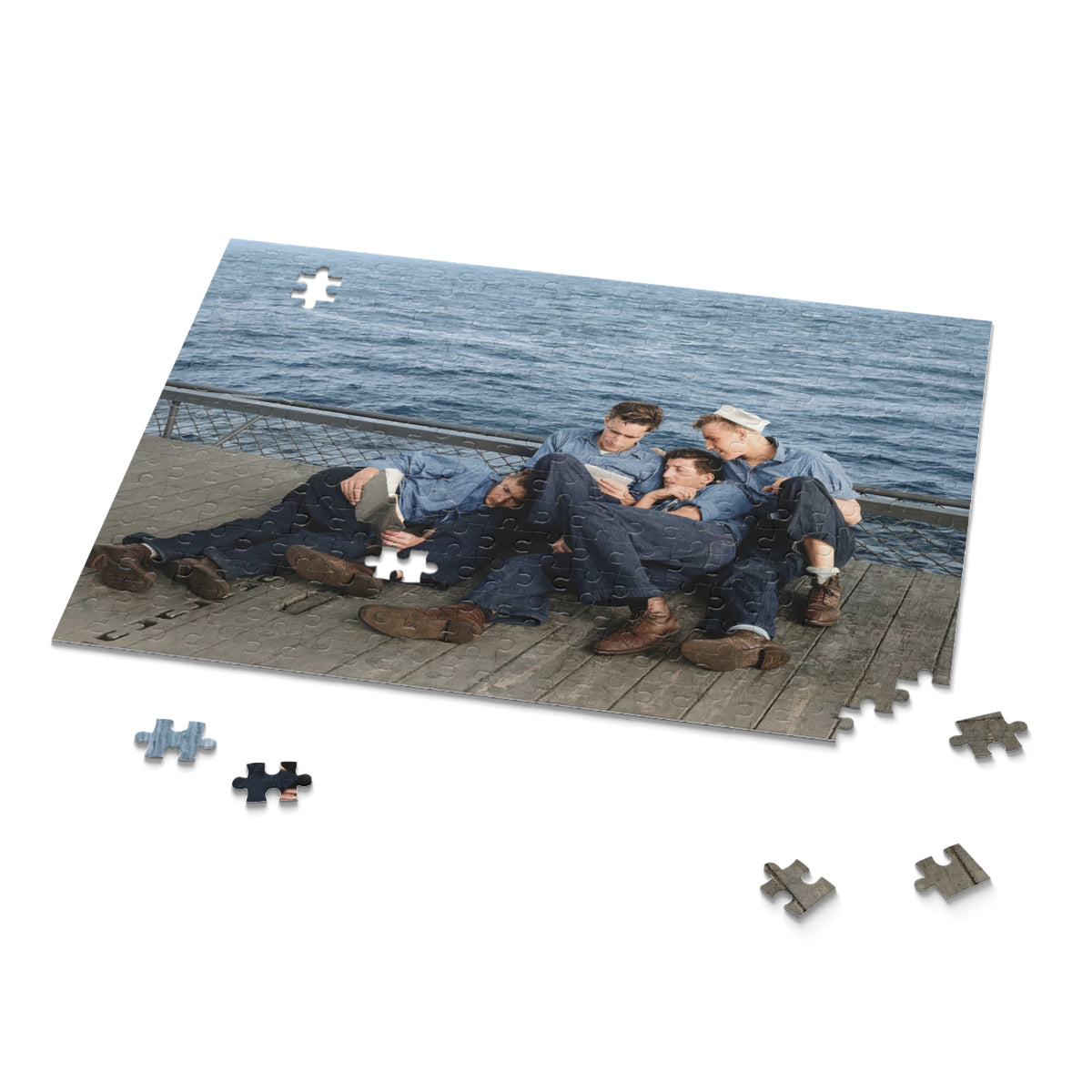 Sailors Reading aboard USS Lexington Jigsaw Puzzle | LGBTQ+ Heritage | hommes 025