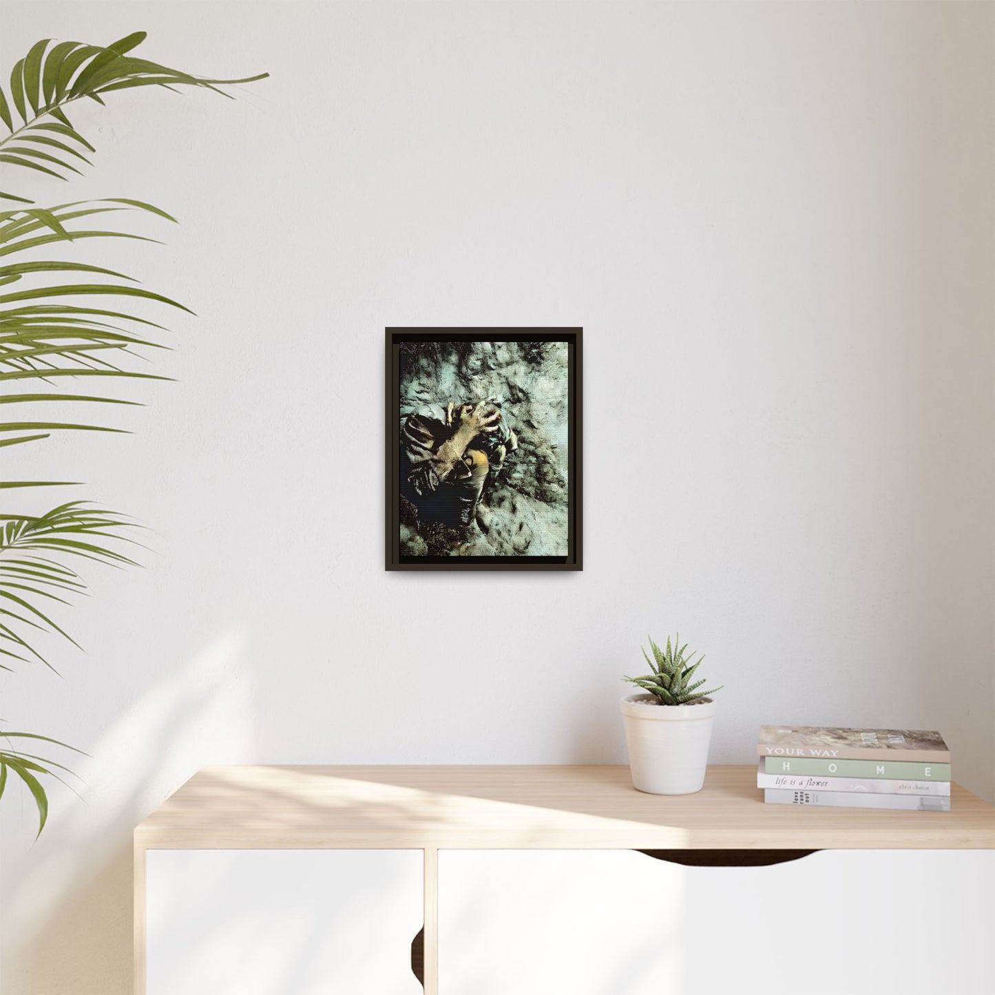 Restored WWI photo of Jesse, a lone soldier in anguish during the Meuse-Argonne Offensive, framed canvas art from Grand Esi France.