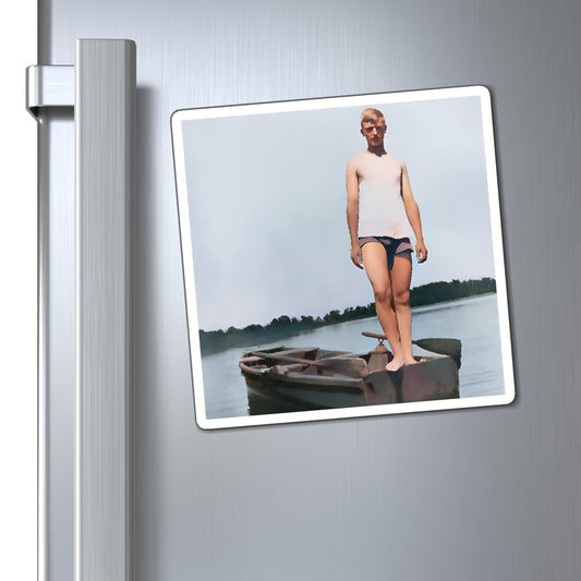 nager 025 | Magnets Vintage Photo Boat Lake Standing Alone Queer LGBTQ Gay Swim Suit