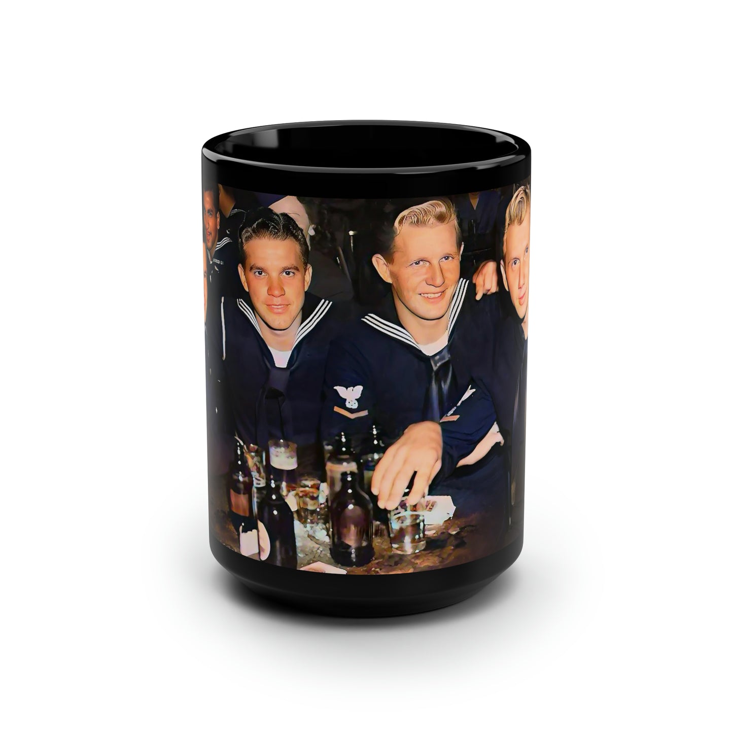 hommes 007 | Black Mug, 15oz Vintage Bar Sailor Photo Drinking Sailors Uniform LGBTQ Gay Gift Queer