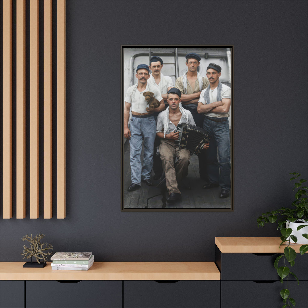 hommes 002 | Framed Vintage Photo - Matte Canvas