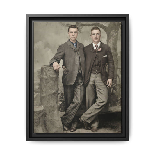 Early 20th century studio double portrait vintage photograph canvas wall art