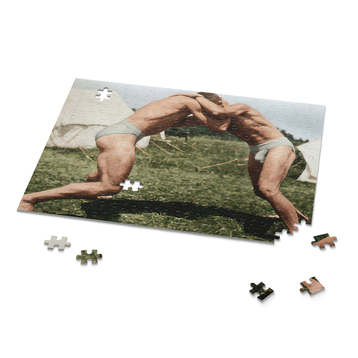 LGBTQ+ Heritage Jigsaw Puzzle — Outdoor Wrestlers Before Canvas Tents | athlétisme 019