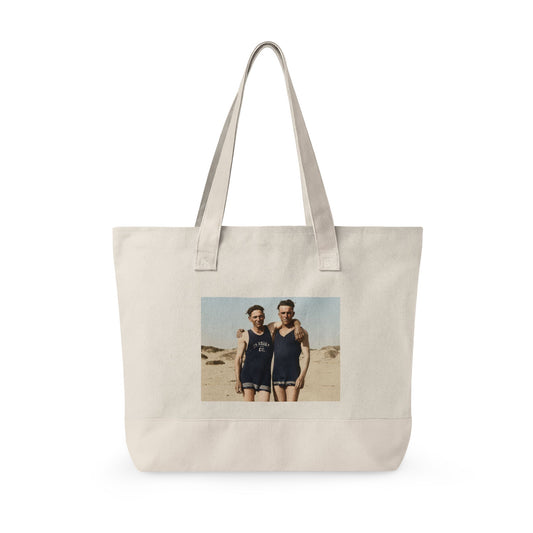 Restored vintage beach companions zippered tote bag 