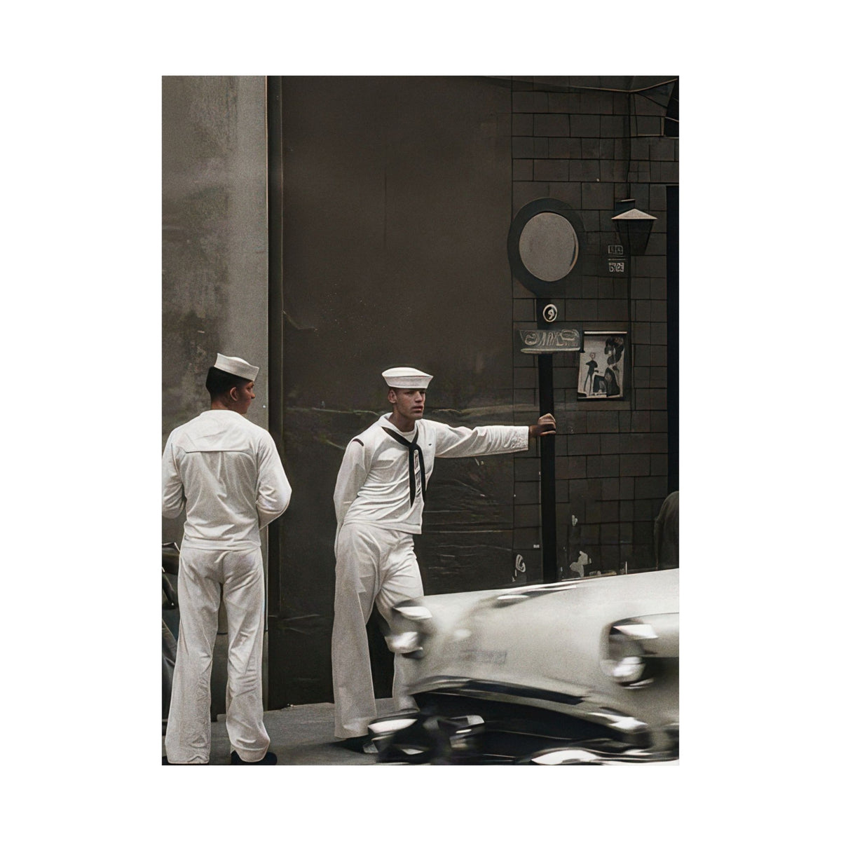 Paire 151 | Two Sailors Outside a Storefront | Vintage Photography Poster