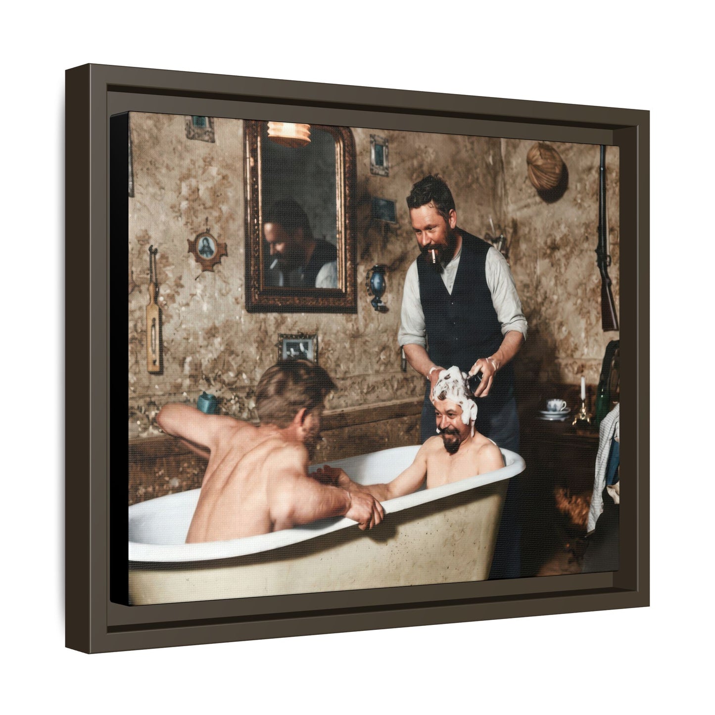 hommes 031 | Framed Vintage Photo - Matte Canvas