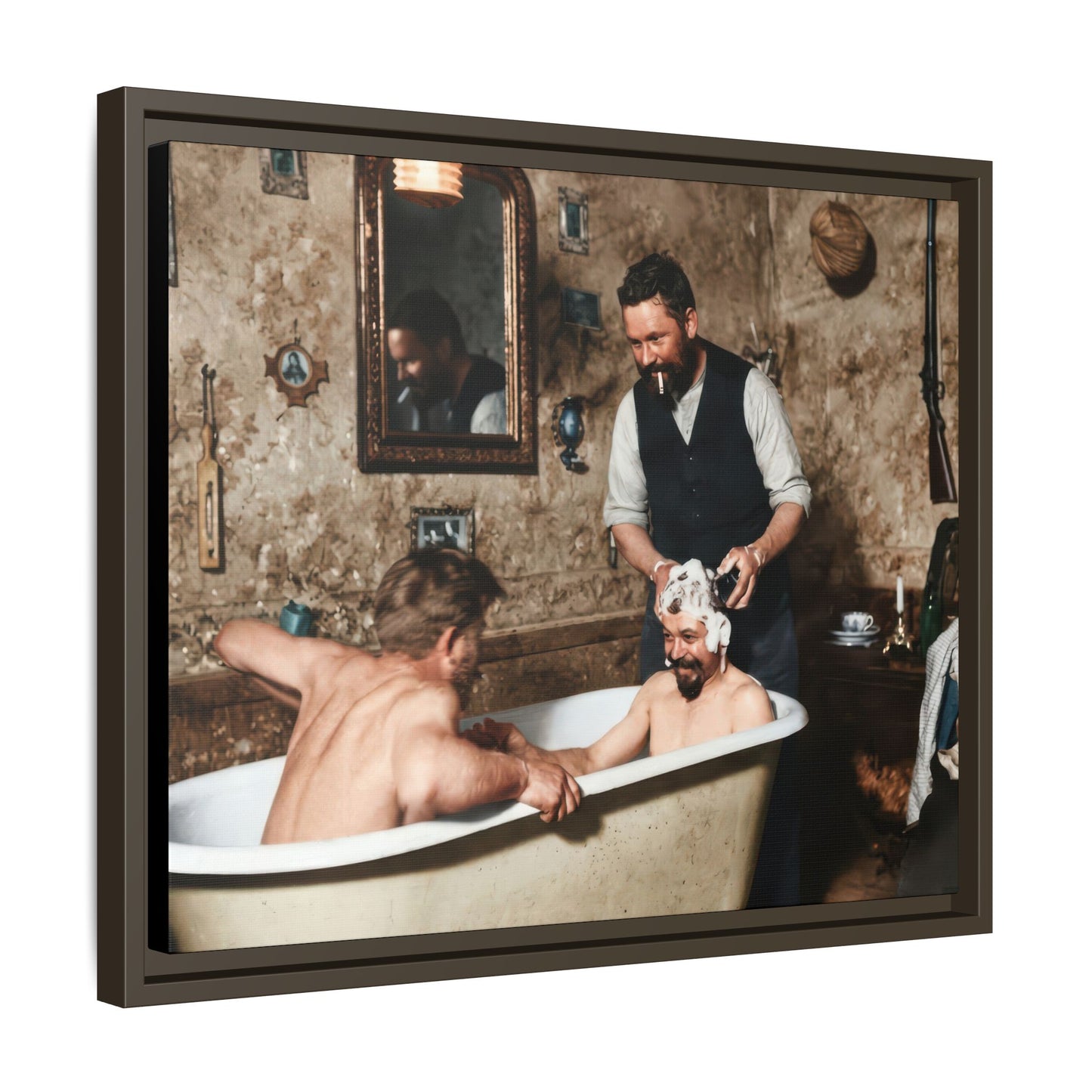 hommes 031 | Framed Vintage Photo - Matte Canvas