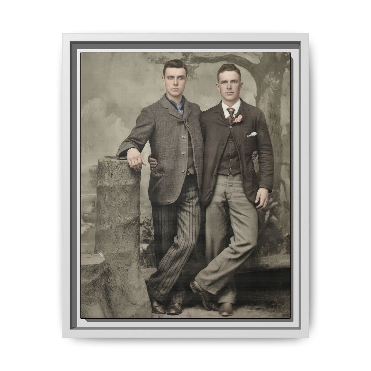 Vintage studio portrait early twentieth century restored historical wall art