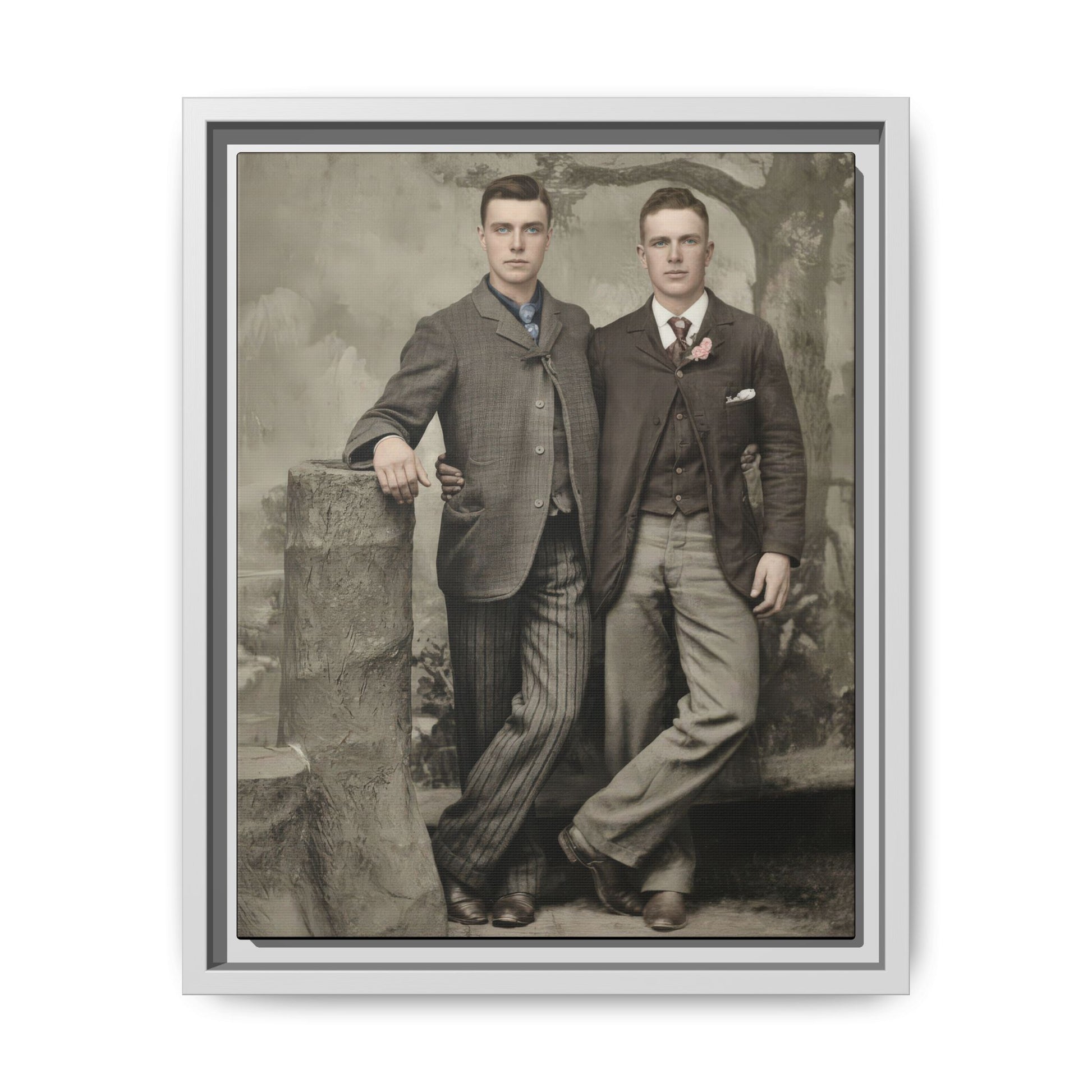 Vintage studio portrait early twentieth century restored historical wall art