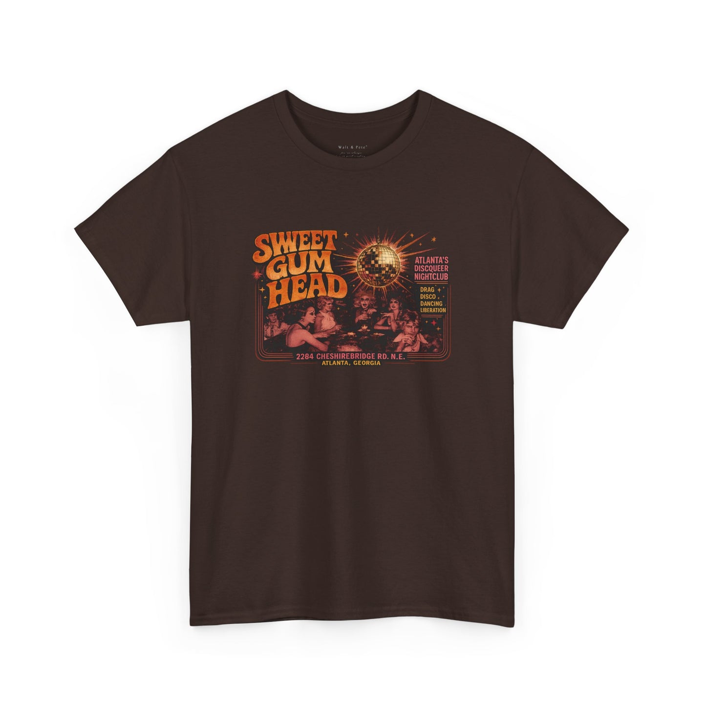 Historic Atlanta queer nightlife shirt with disco ball and retro typography 