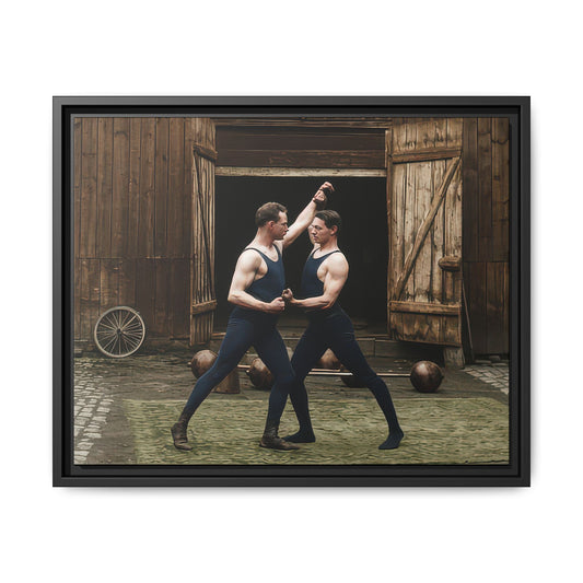 Historical physical culture photograph reproduced as framed matte canvas wall art from the Athlétisme Collection 