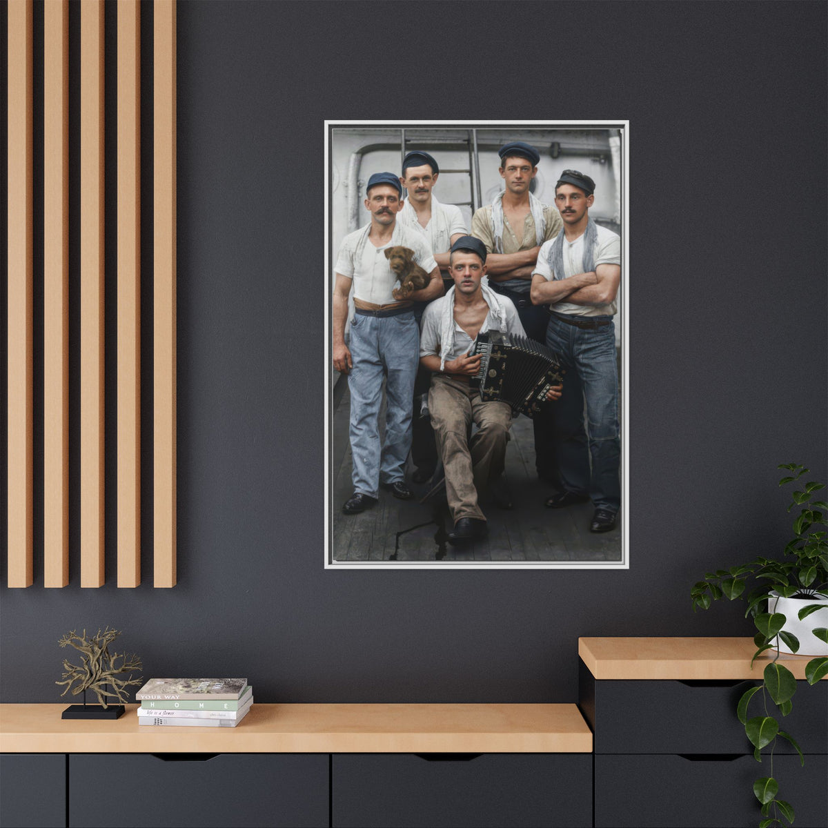hommes 002 | Framed Vintage Photo - Matte Canvas