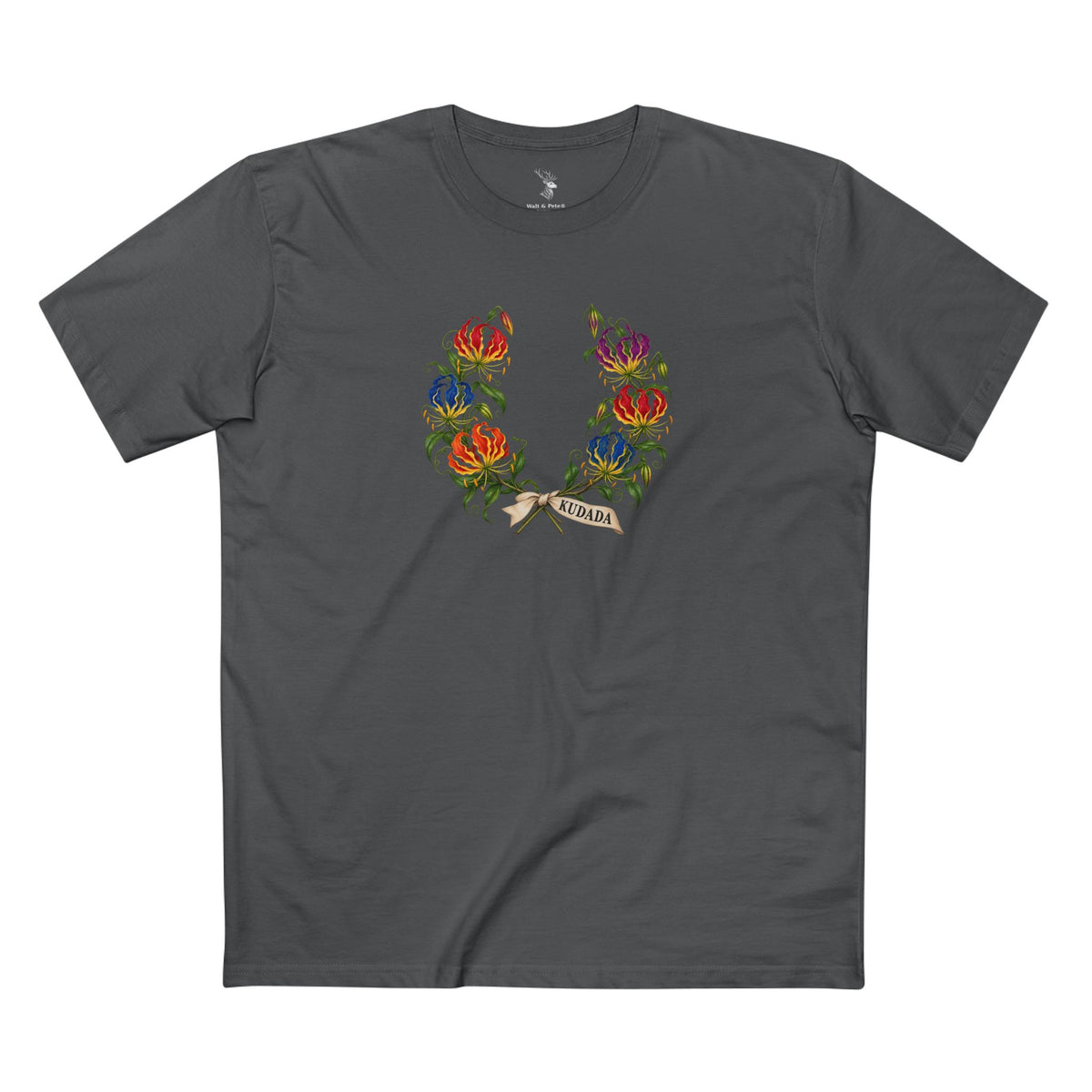   Walt & Pete Zambian Miombo Pride T-shirt with a botanical wreath symbolizing belonging, dignity, and collective renewal.
