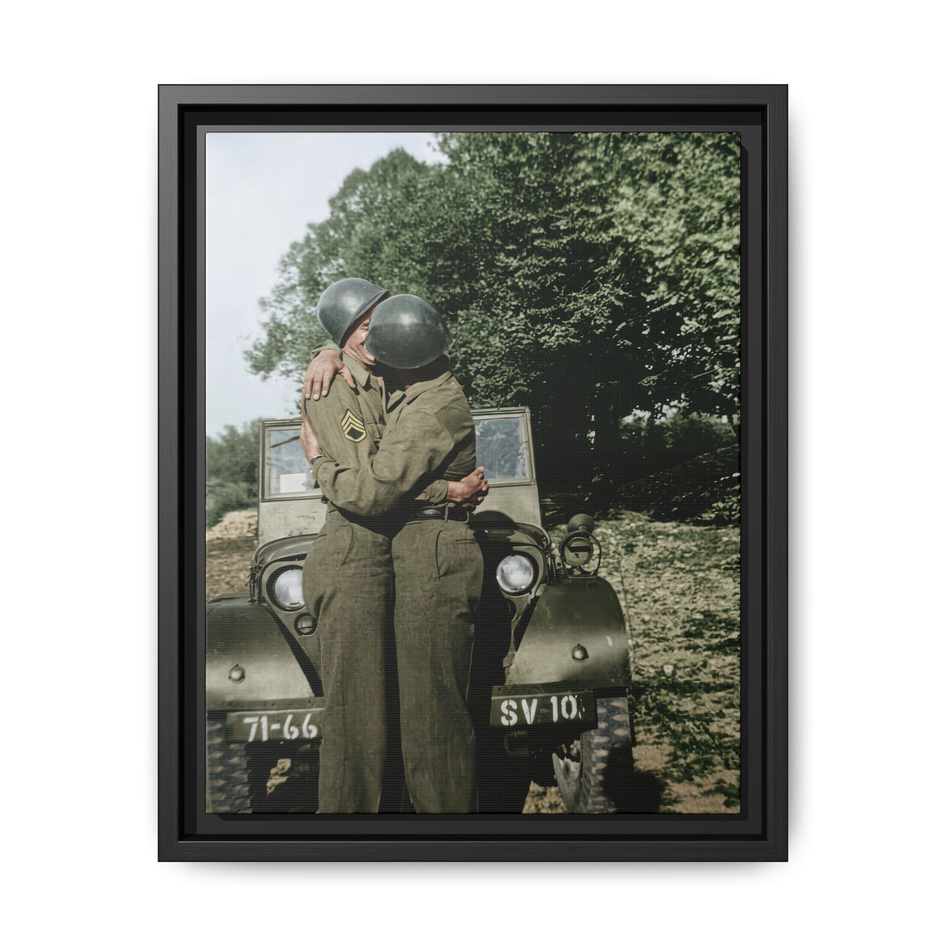 Mid-20th century wartime portrait of two servicemen in uniform archival wall décor