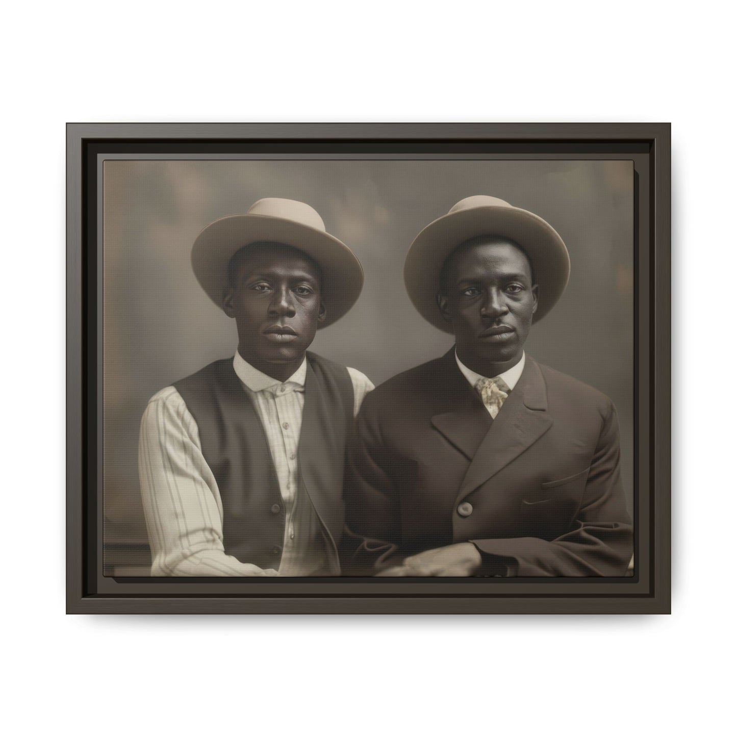 3.	Historical black portrait of two figures seated close, studio photography