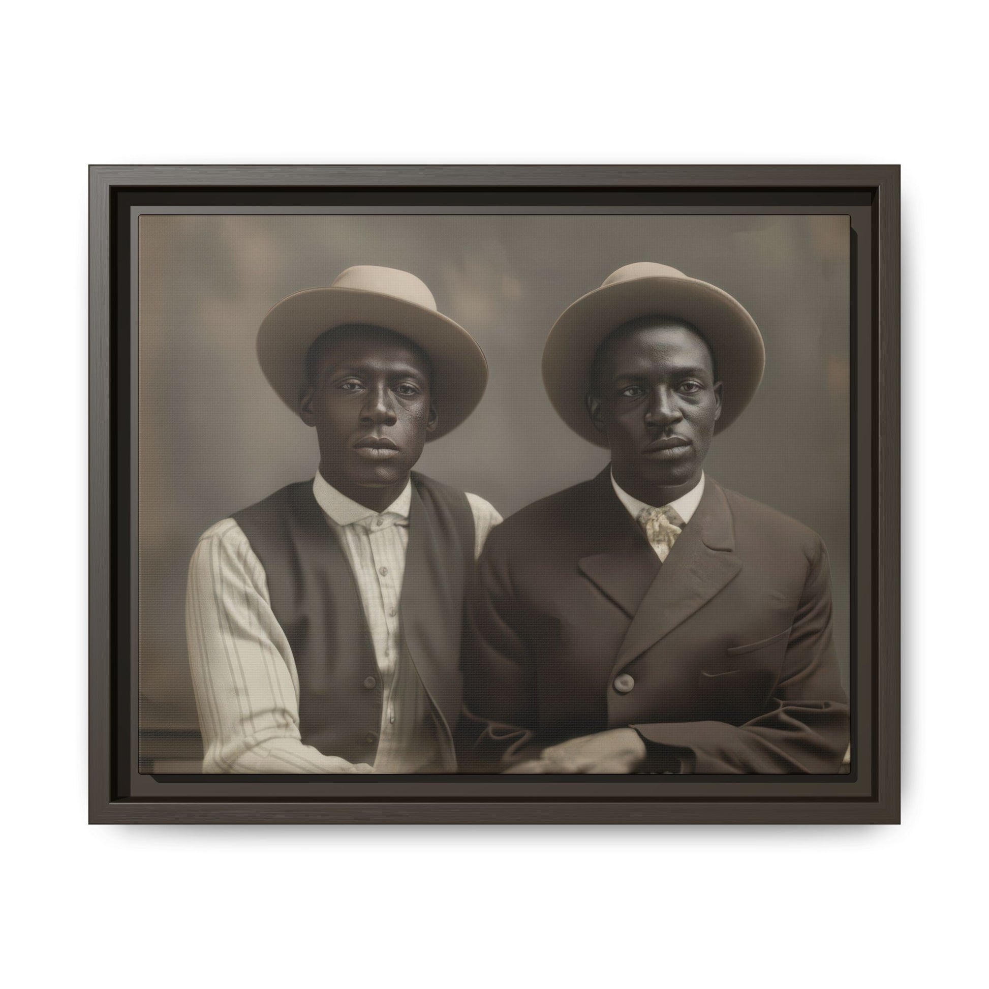 3.	Historical black portrait of two figures seated close, studio photography