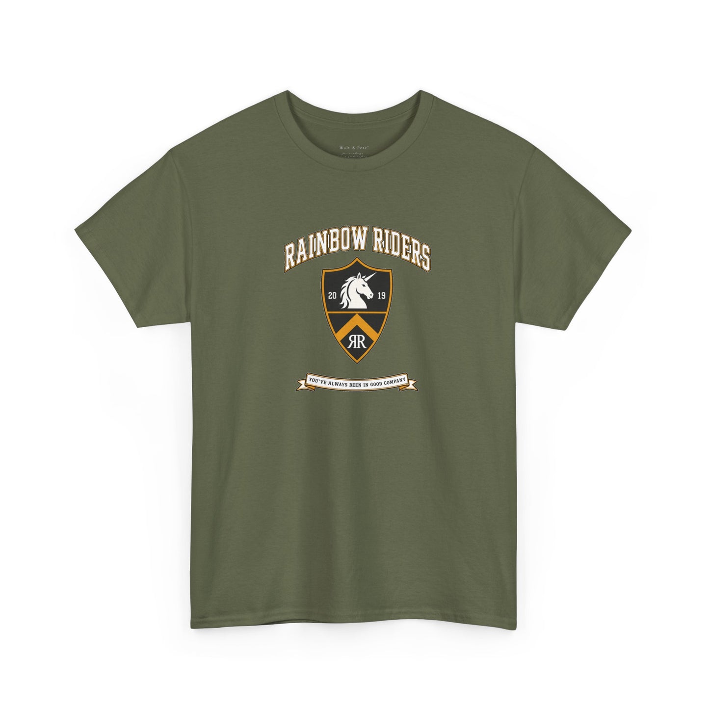 Rainbow Riders Heritage Crest T-Shirt | Est. 2019 LGBTQ+ Collegiate Tee