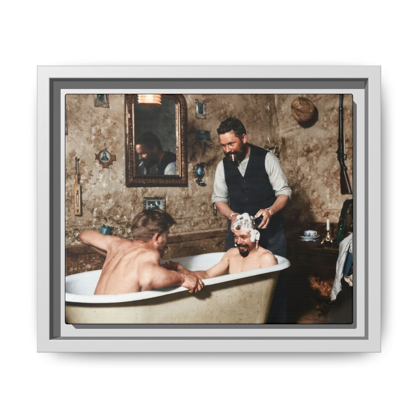 hommes 031 | Framed Vintage Photo - Matte Canvas