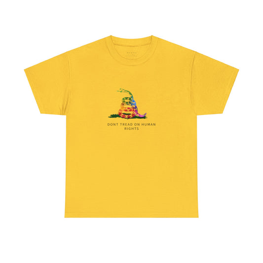 DONT TREAD ON HUMAN RIGHTS | Graphic T-shirt LGBTQ Queer Gay Protest Rally Pride Gadsden flag