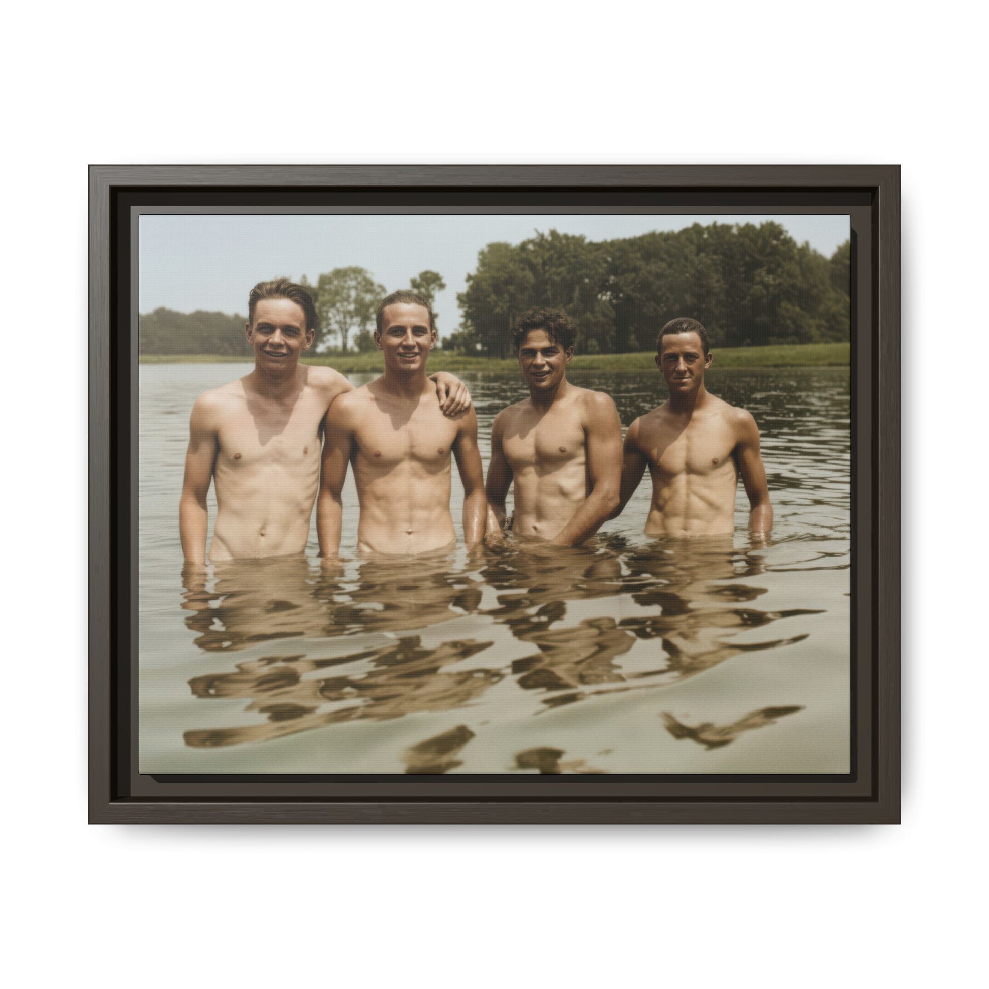 Vintage aquatic leisure photograph framed canvas wall art 