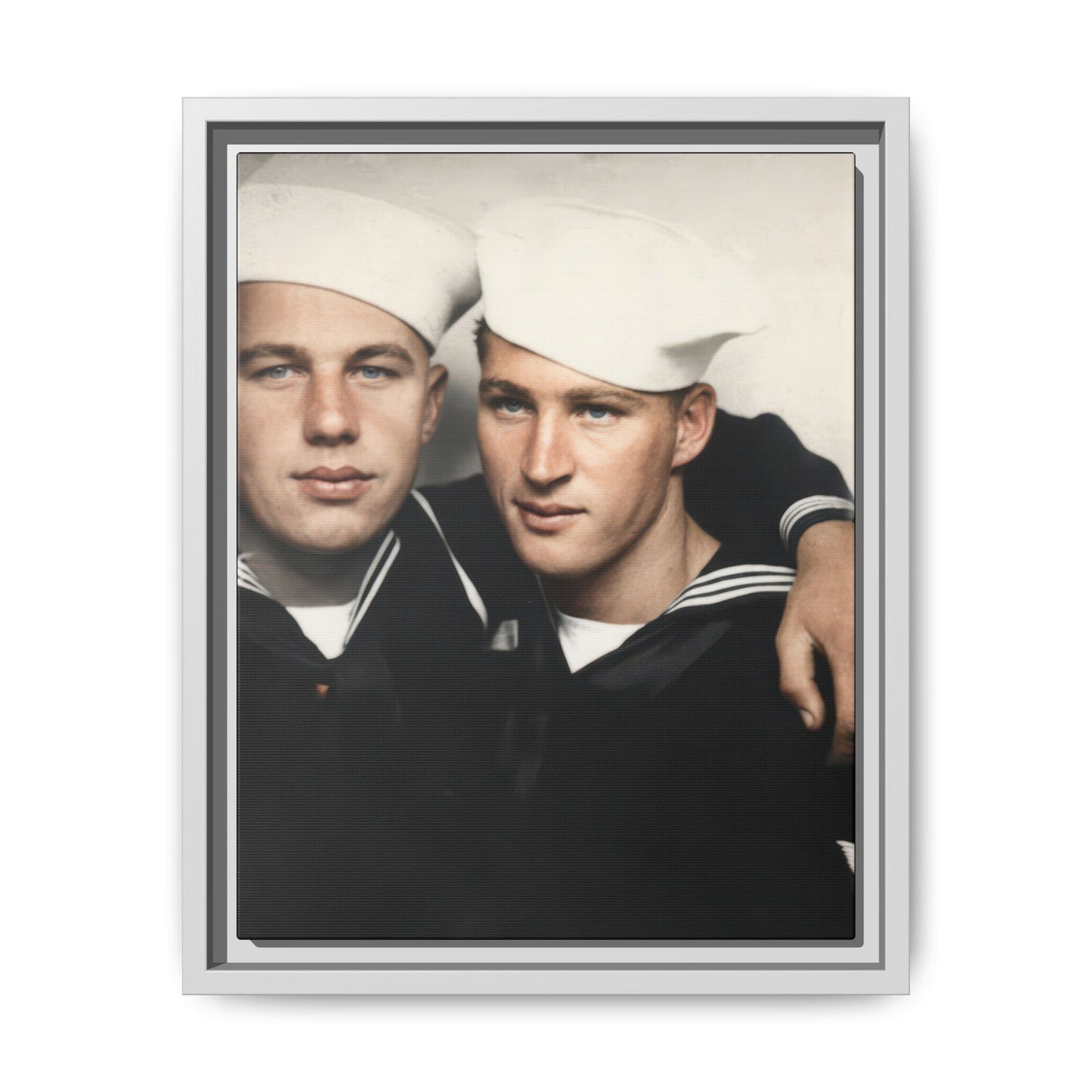 Vintage sailor portrait with two uniformed men in a close paired composition