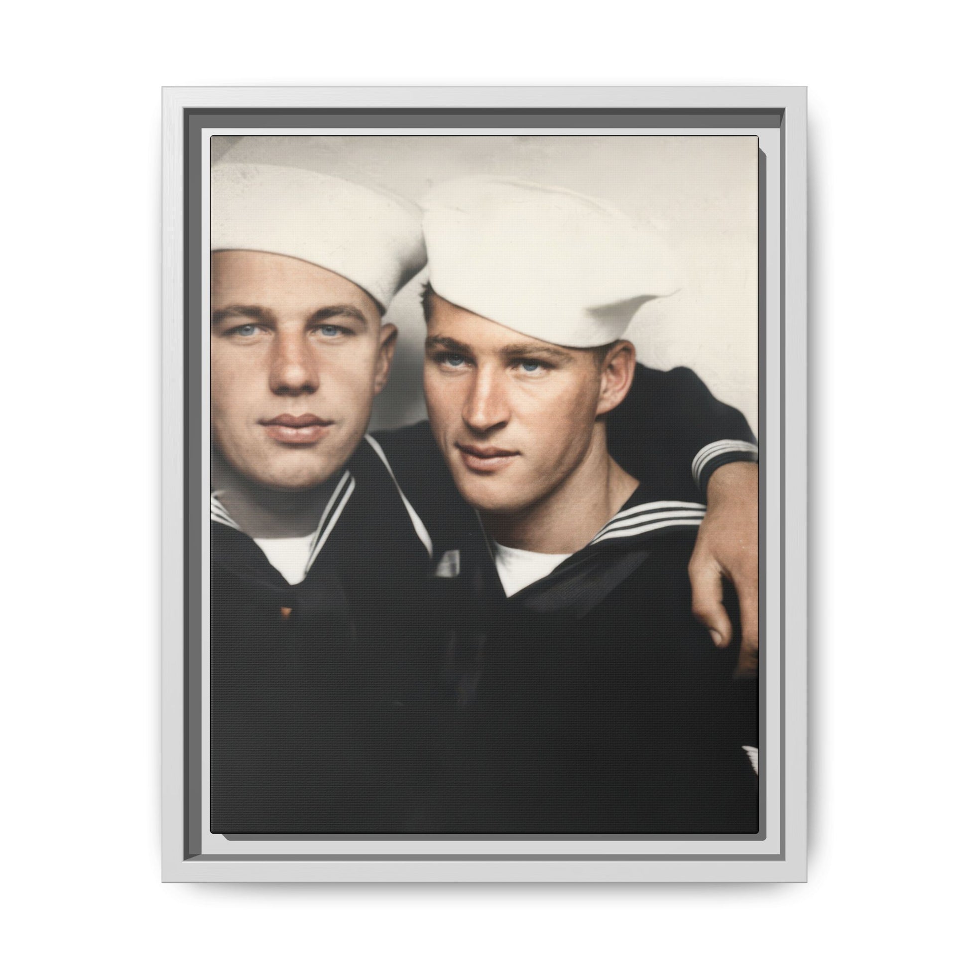 Vintage sailor portrait with two uniformed men in a close paired composition