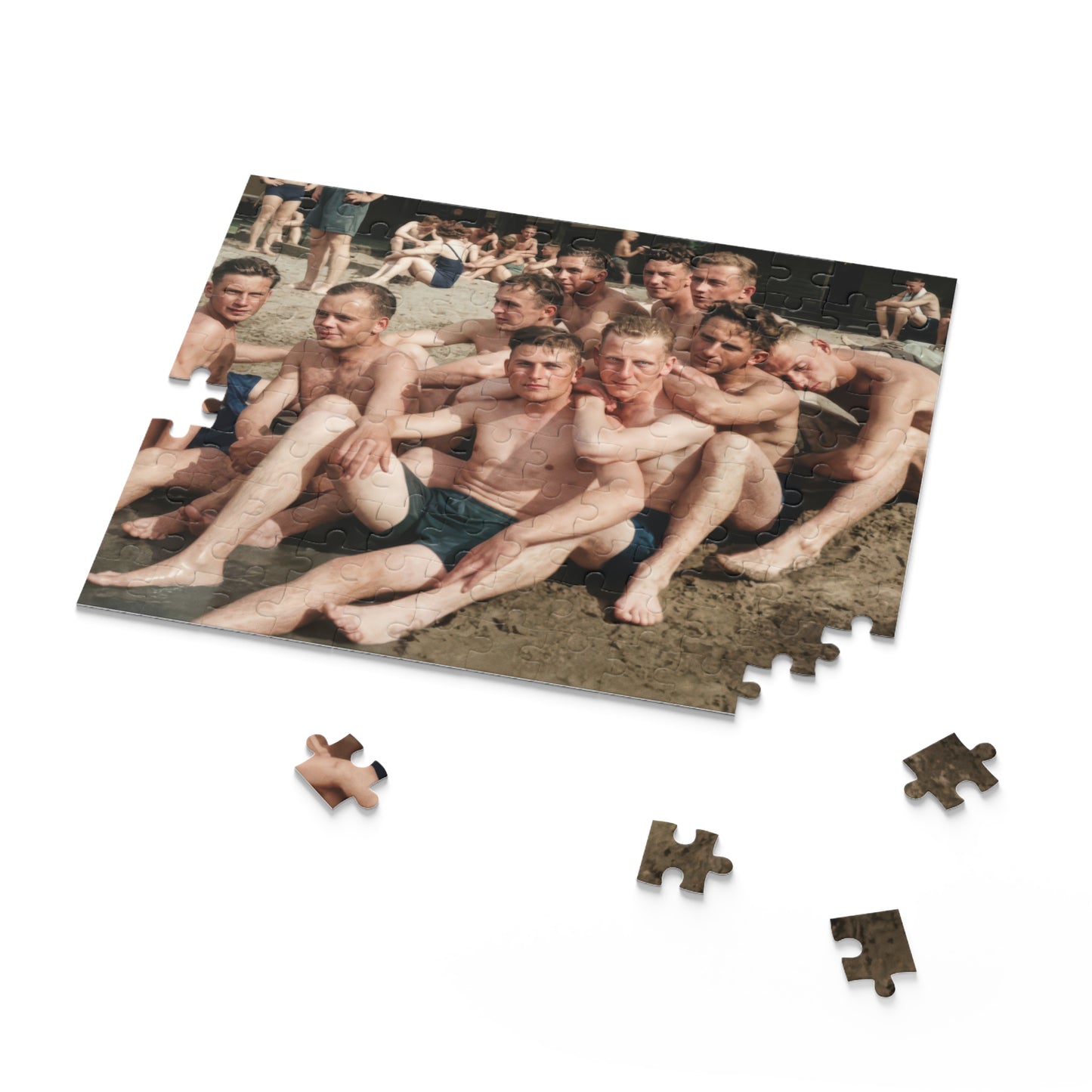Gathering at the Bathing Shore | Restored Historical Jigsaw Puzzle | nager 012