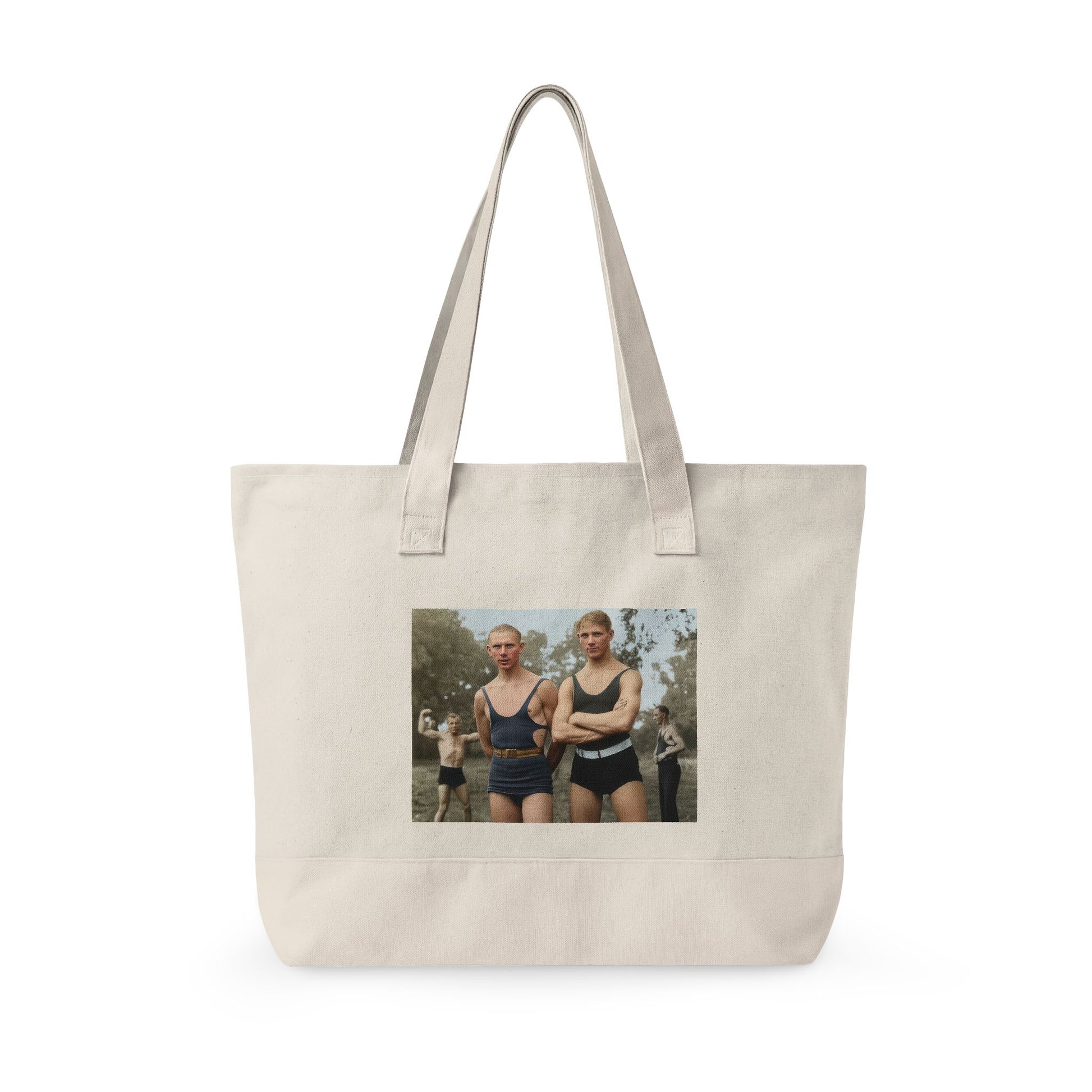 Restored vintage physical culture swimmers tote bag 
