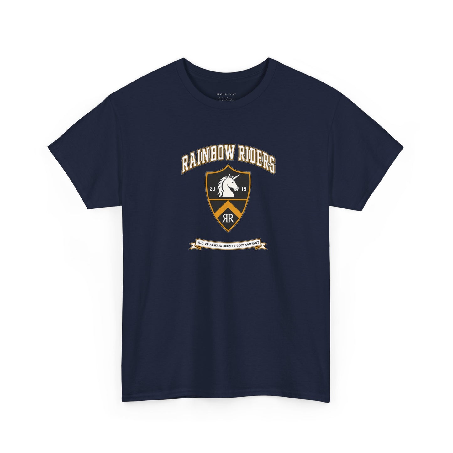 Rainbow Riders Heritage Crest T-Shirt | Est. 2019 LGBTQ+ Collegiate Tee