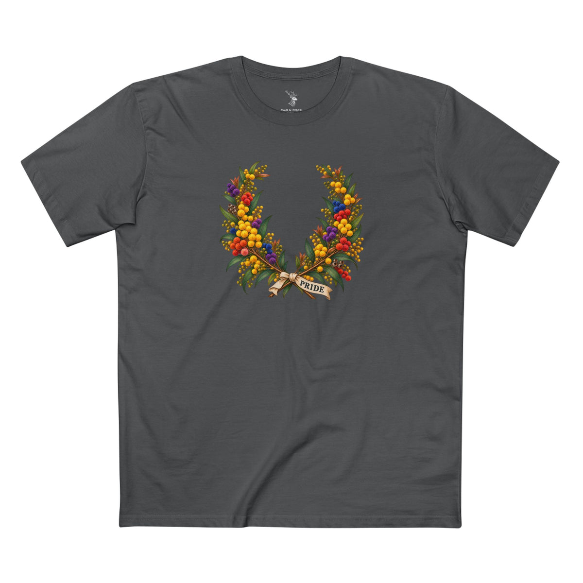 Australian Golden Wattle Pride T-Shirt | LGBTQ Laurel Wreath Tee