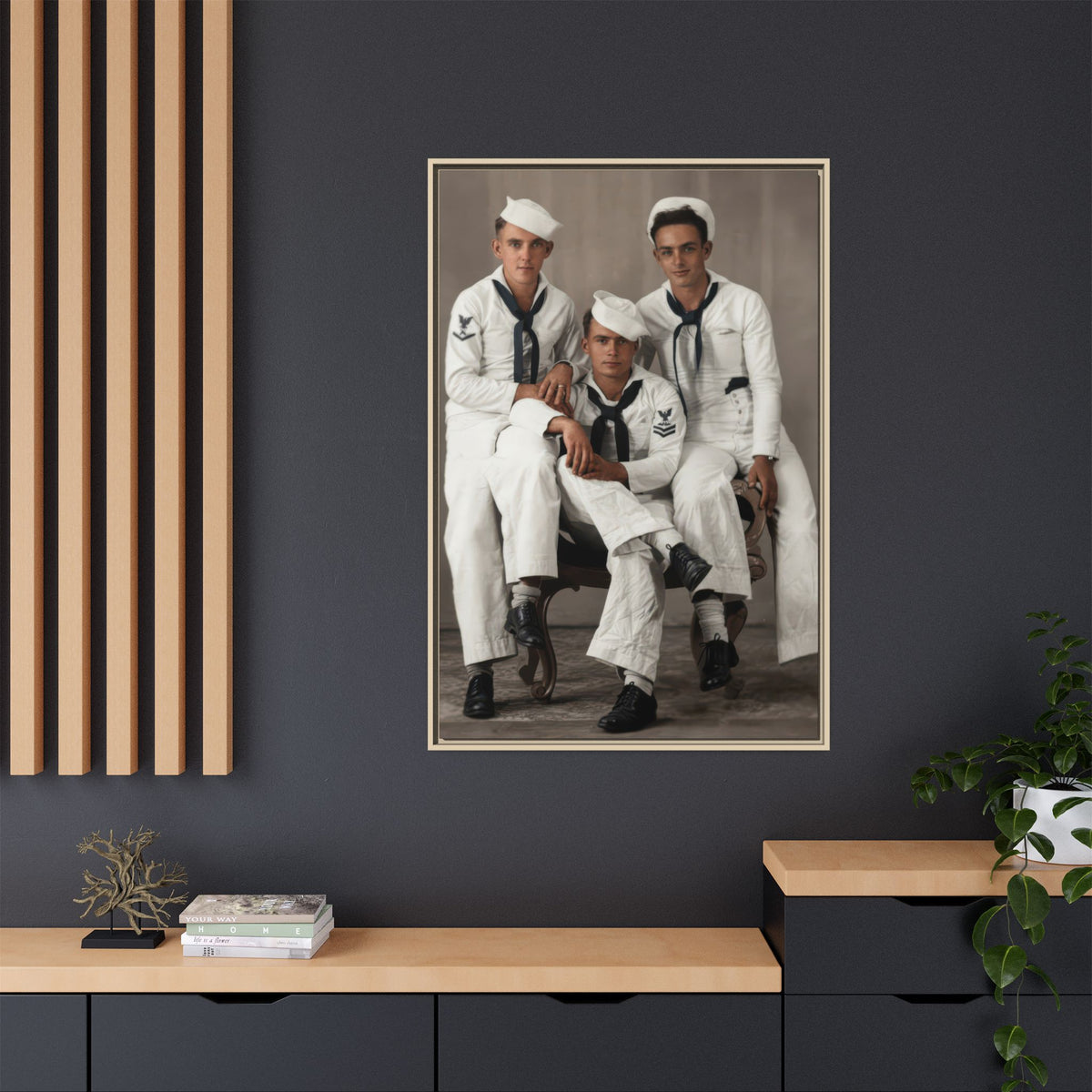 hommes 008 | Framed Vintage Photo - Matte Canvas