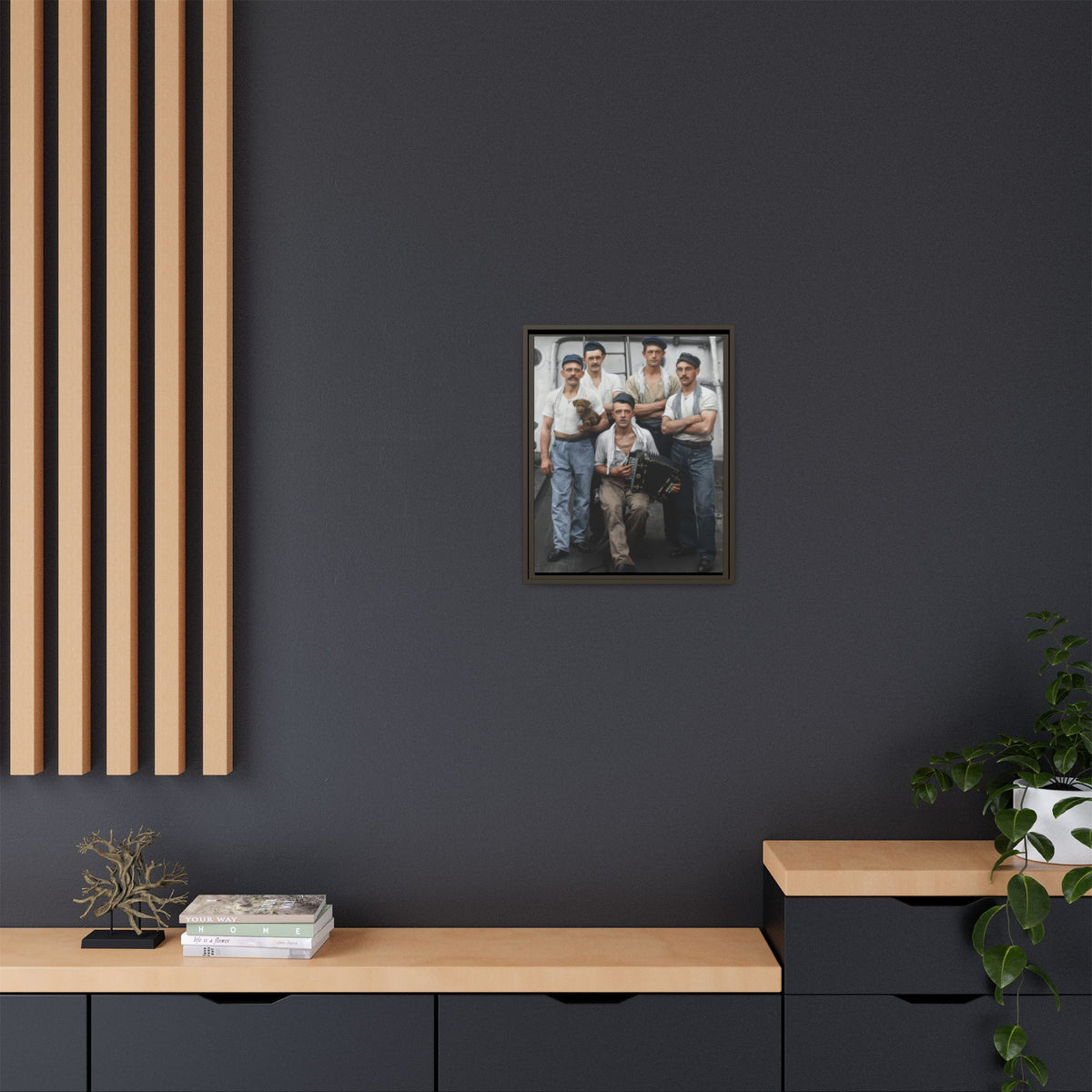 hommes 002 | Framed Vintage Photo - Matte Canvas