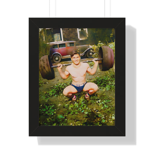 celibataire 018 | Framed Poster Vintage Weightlifter Gym Rat Photo Jock Queer Gay LGBTQ Car