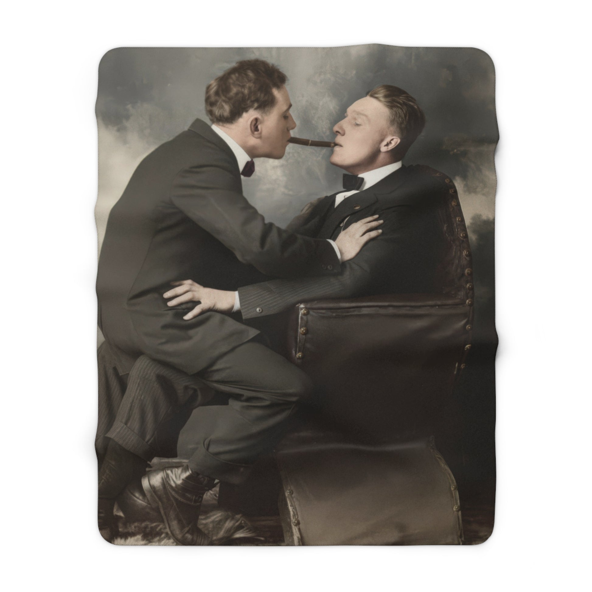 Cozy fleece throw with restored historical portrait and dramatic early-century styling 