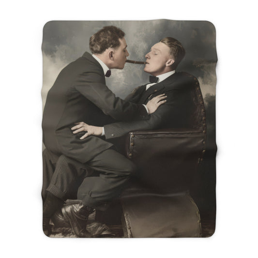 Cozy fleece throw with restored historical portrait and dramatic early-century styling 