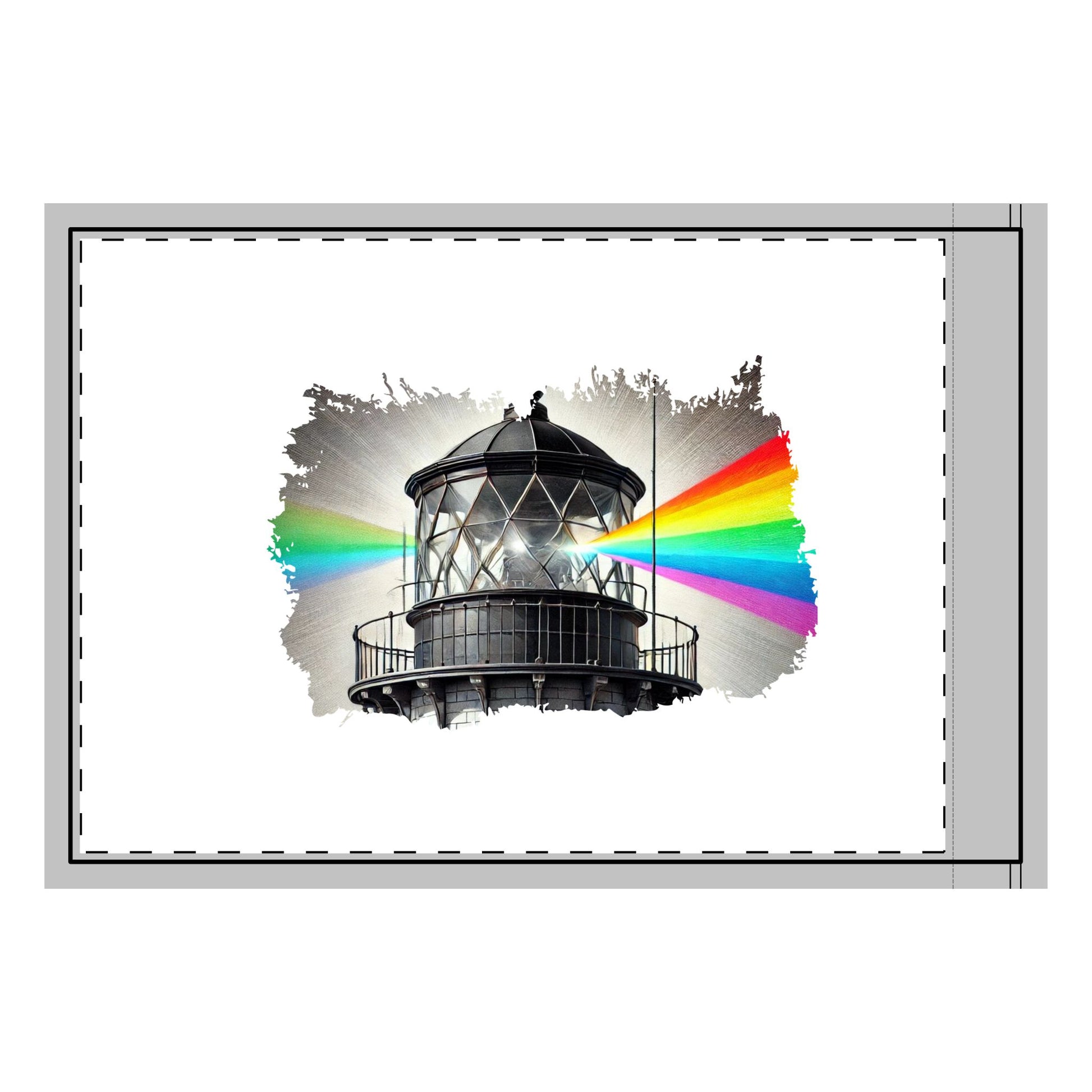 A vibrant Lighthouse Flag featuring a black and white lighthouse radiating rainbow-colored beams, symbolizing guidance, diversity, and unity. Perfect for celebrating inclusivity, safety, and pride at events and gatherings. LGBTQ Queer Gay Flag