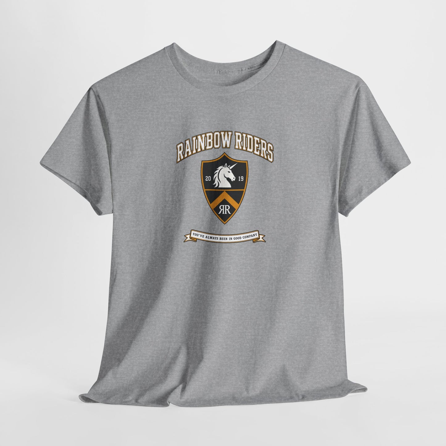 Rainbow Riders Heritage Crest T-Shirt | Est. 2019 LGBTQ+ Collegiate Tee