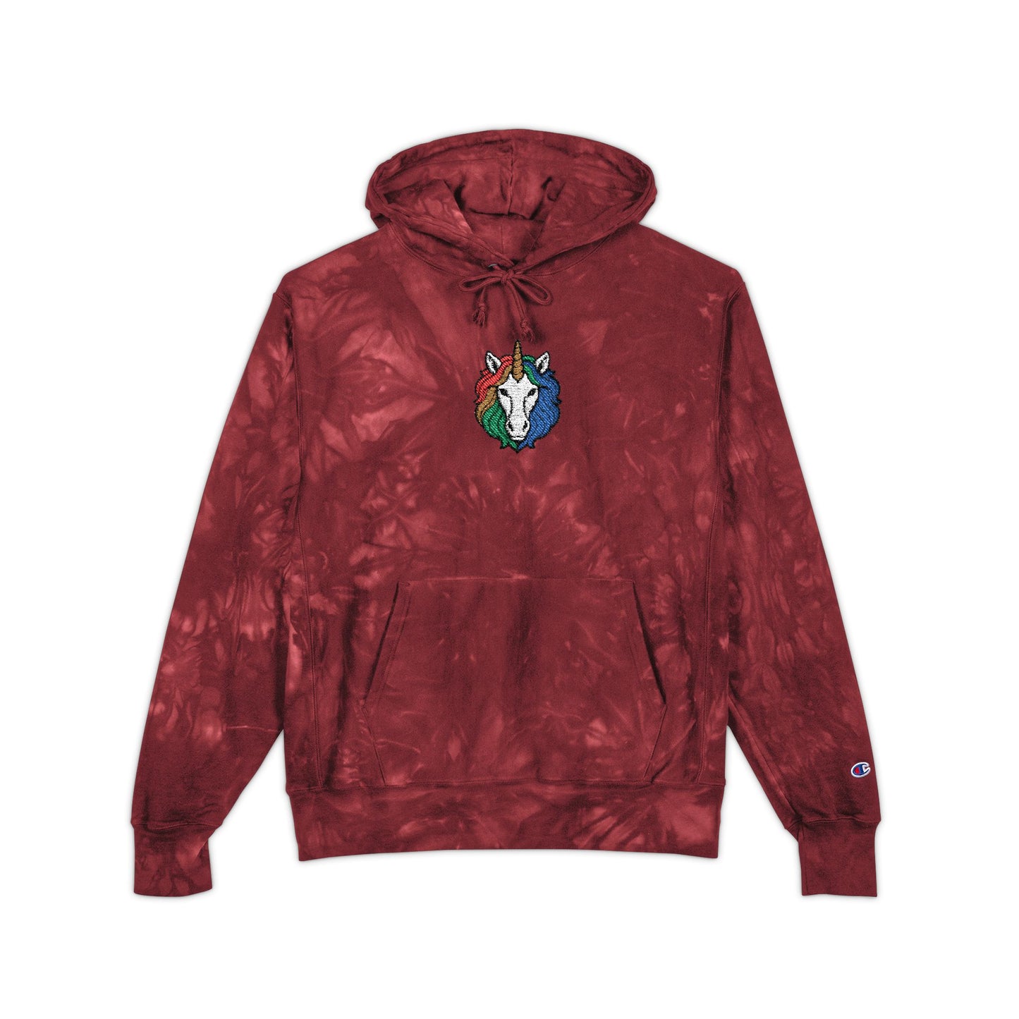 Rainbow Riders Unicorn Embroidered Champion Tie-Dye Hoodie — Unisex Streetwear