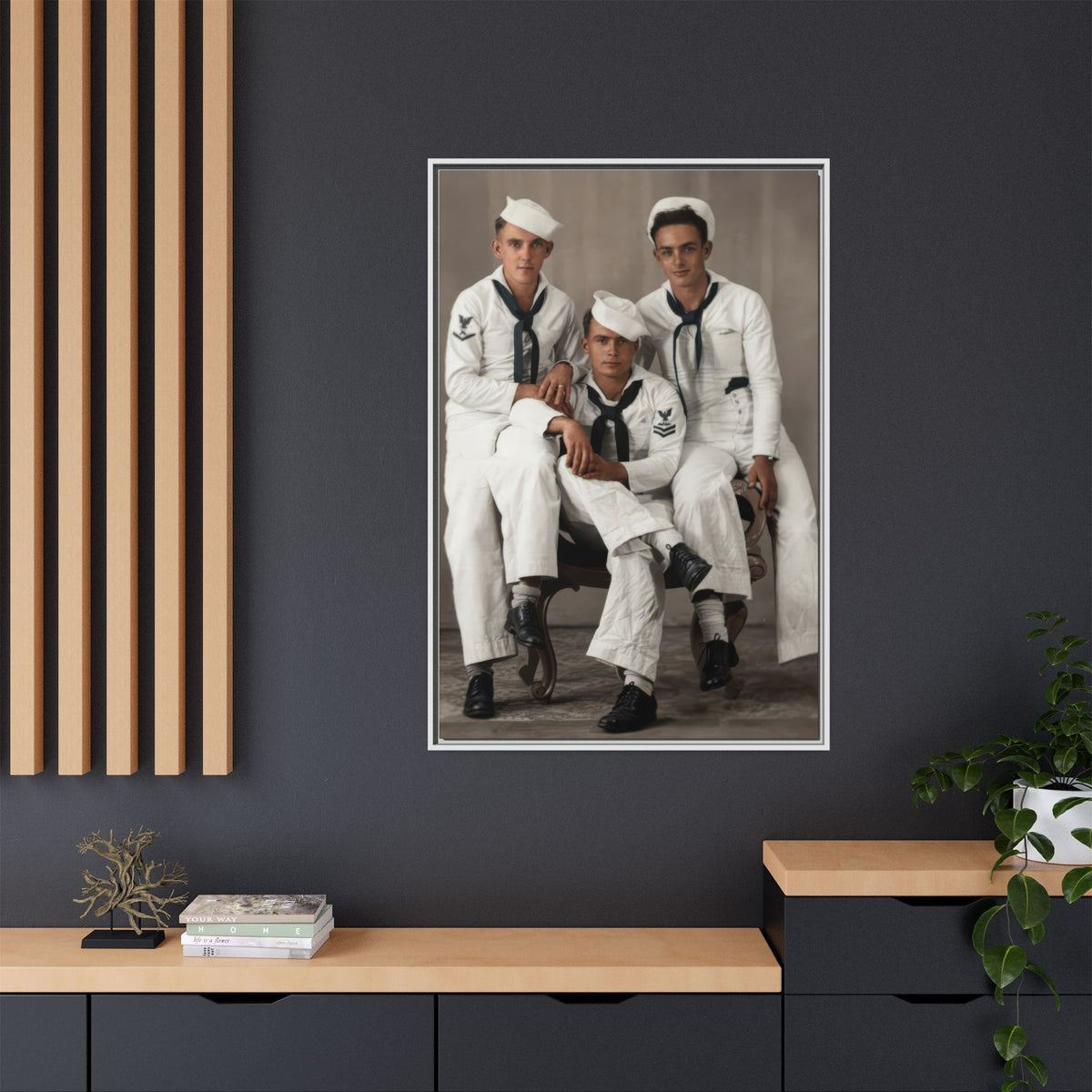 hommes 008 | Framed Vintage Photo - Matte Canvas