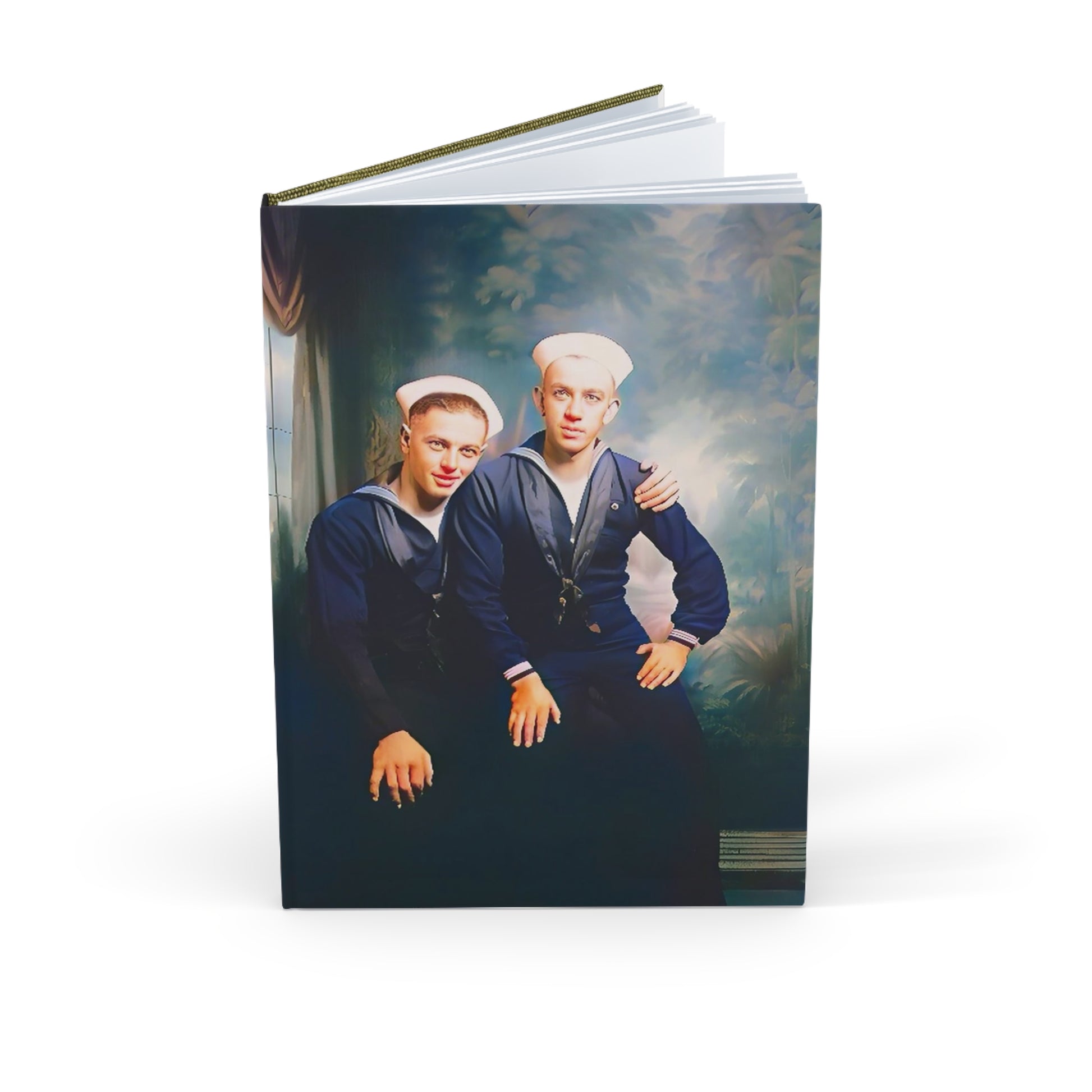 paire 017 | Hardcover Journal Vintage Gay Navy Husbands Photo Wedding Present Gift LGBTQ Queer Couple