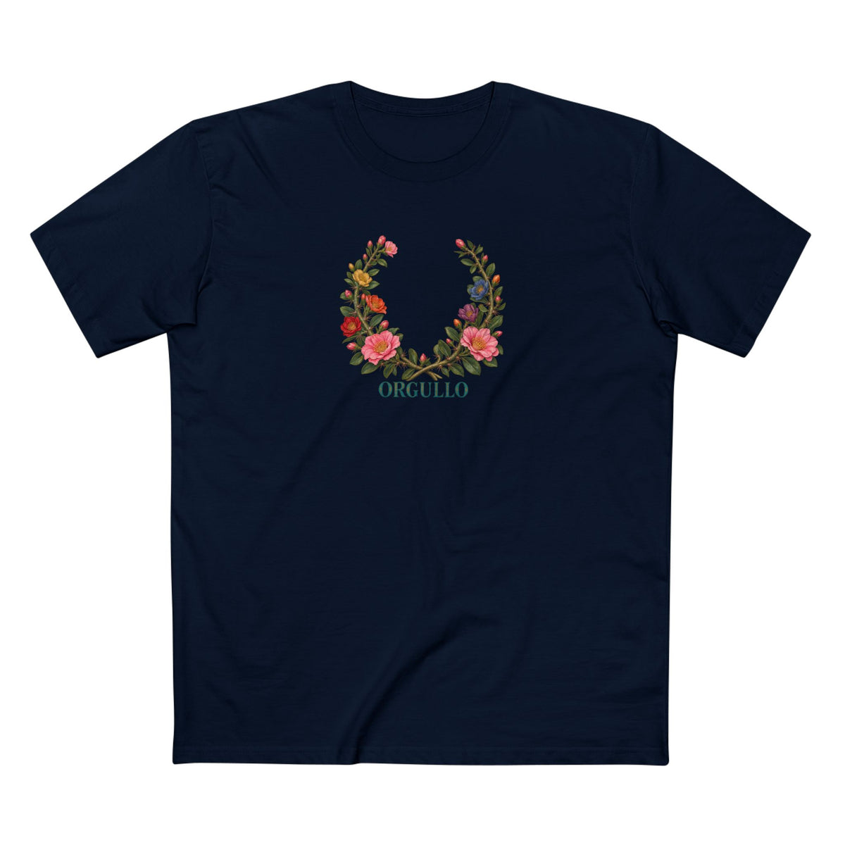 Dominican Bayahibe Rose Pride T-Shirt | ORGULLO Botanical Laurel Wreath Tee