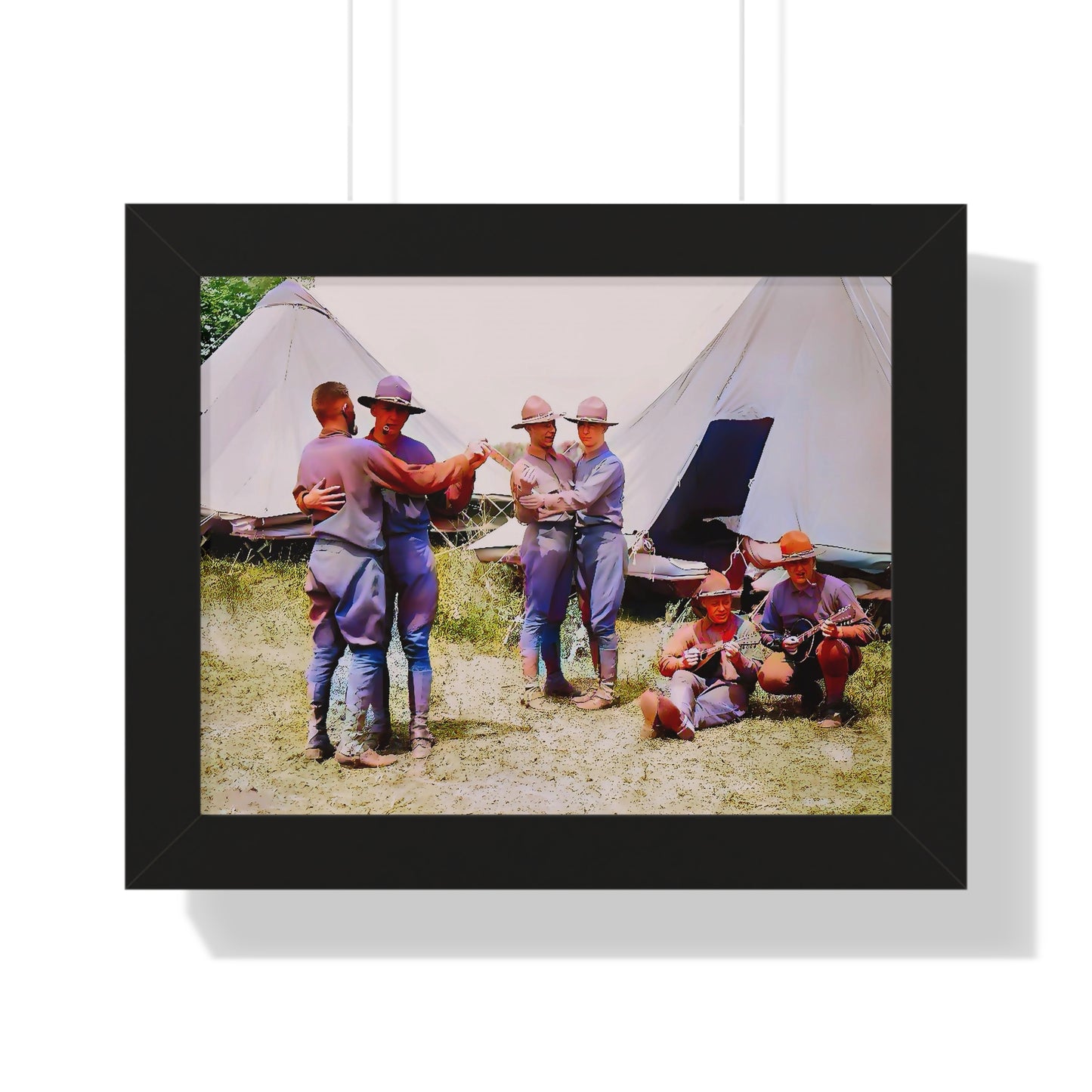 hommes 006 | Framed Poster Vintage USO WWII Camp Photo Dance Army Tent Gay Queer Gift Prideware LGBTQ