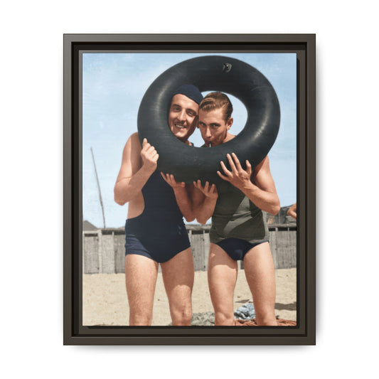 early 20th century swimming scene inner tube historical photo 